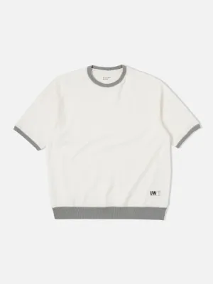 Universal Works Short Sleeve Crew in Ecru Brush Back Sweat