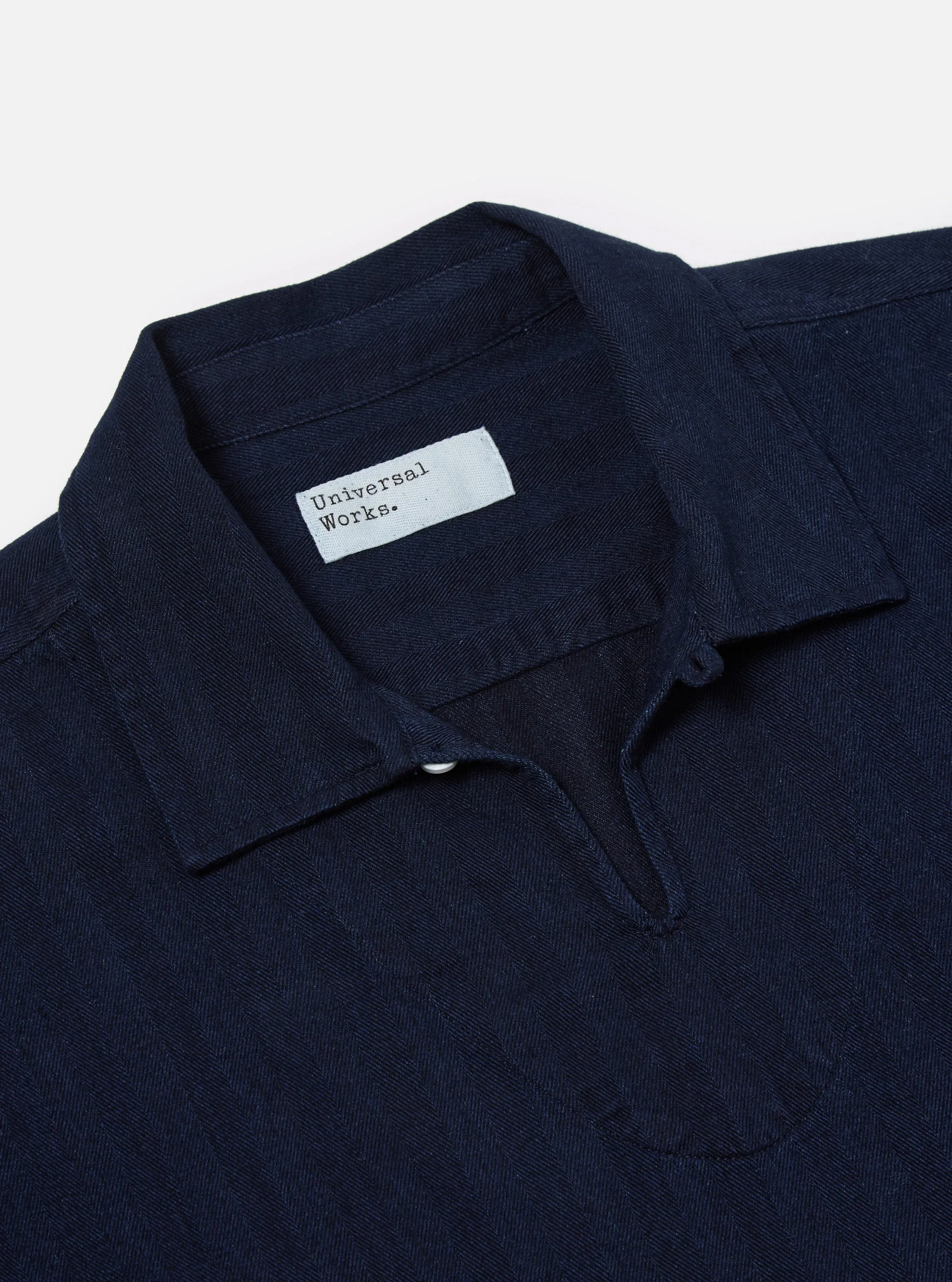 Universal Works Smock Overshirt in Indigo Herringbone Denim