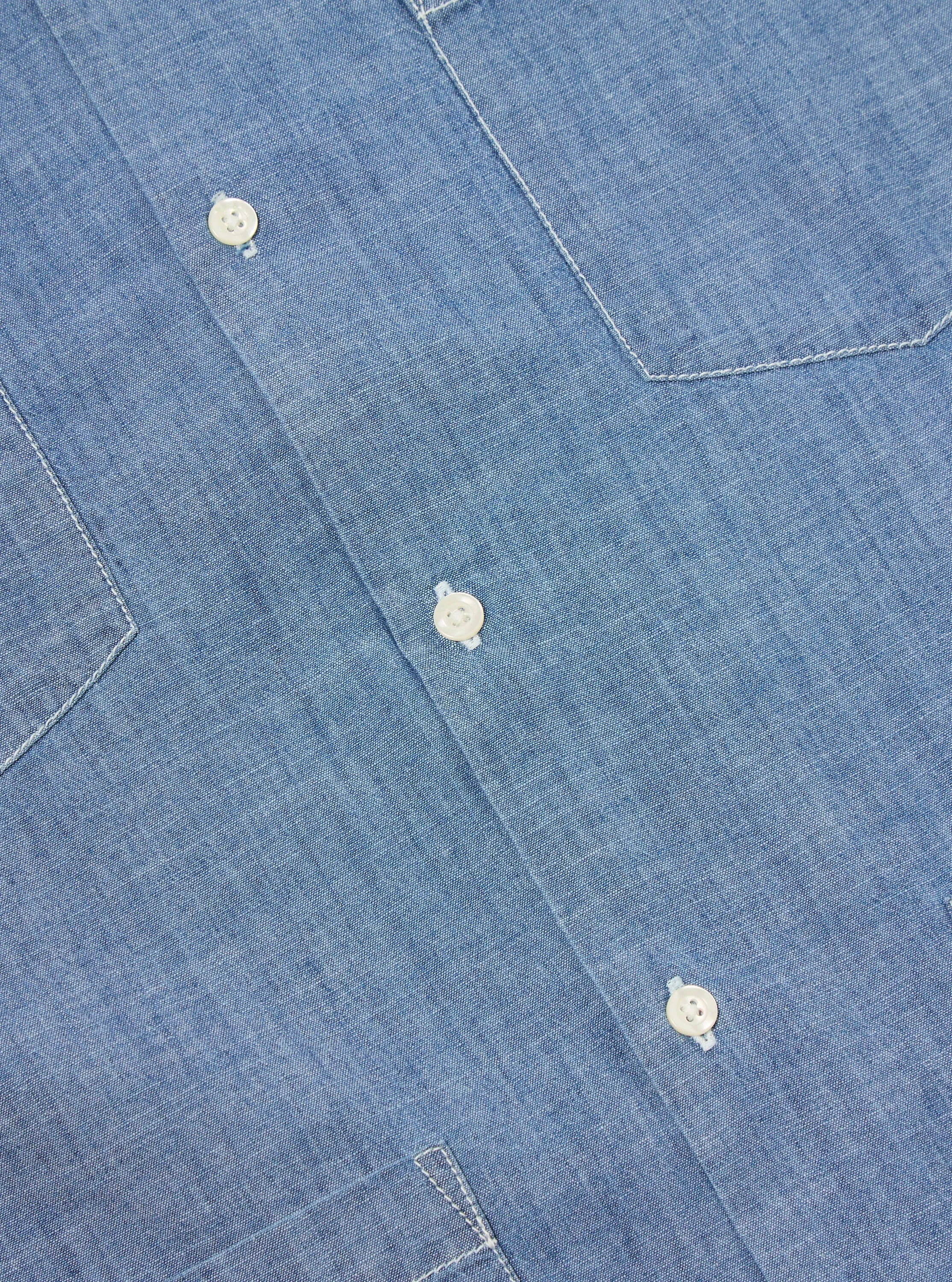Universal Works Summer Overshirt in Washed Indigo Chambray