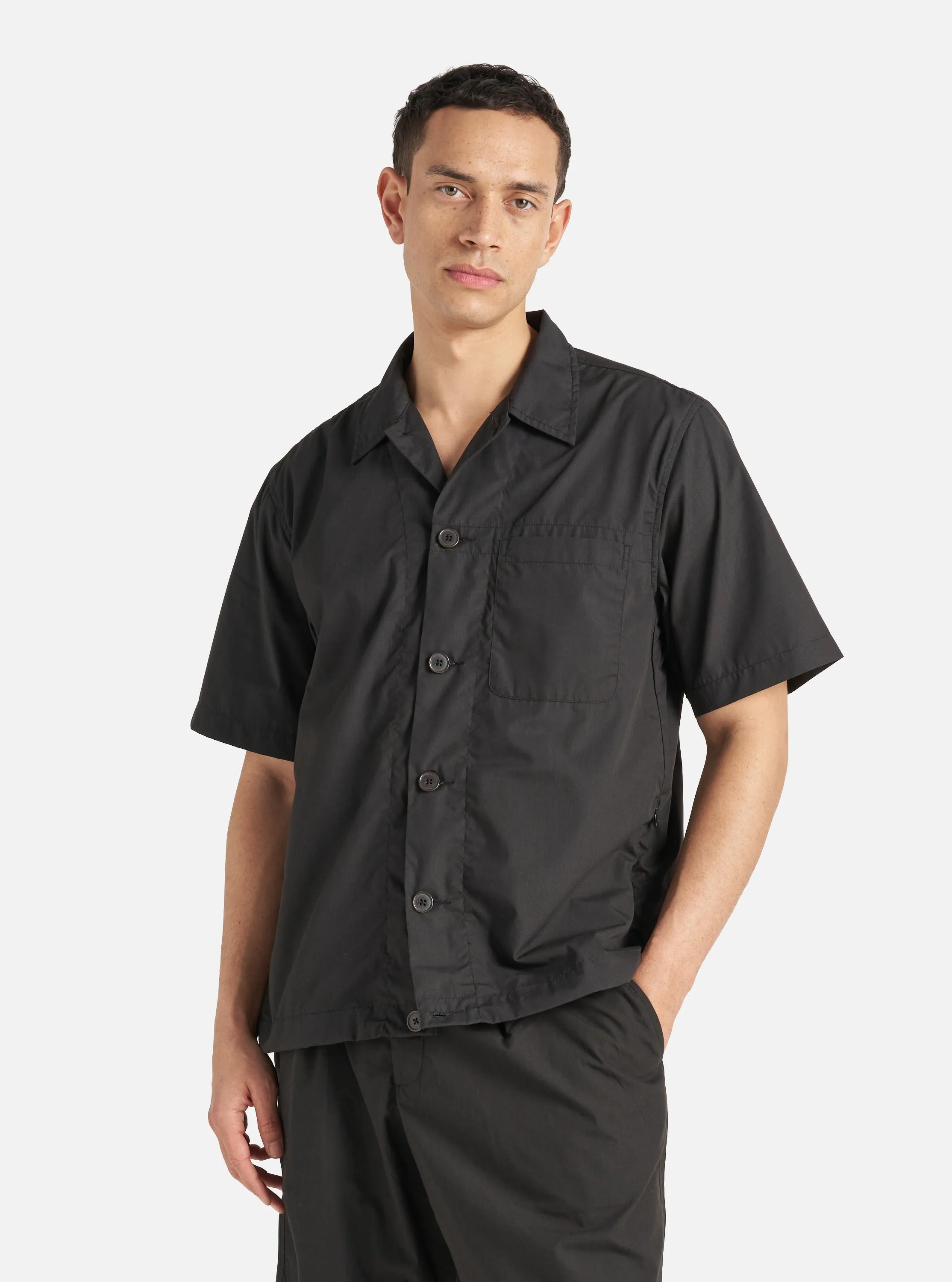 Universal Works Tech Overshirt in Black Recycled Polytech