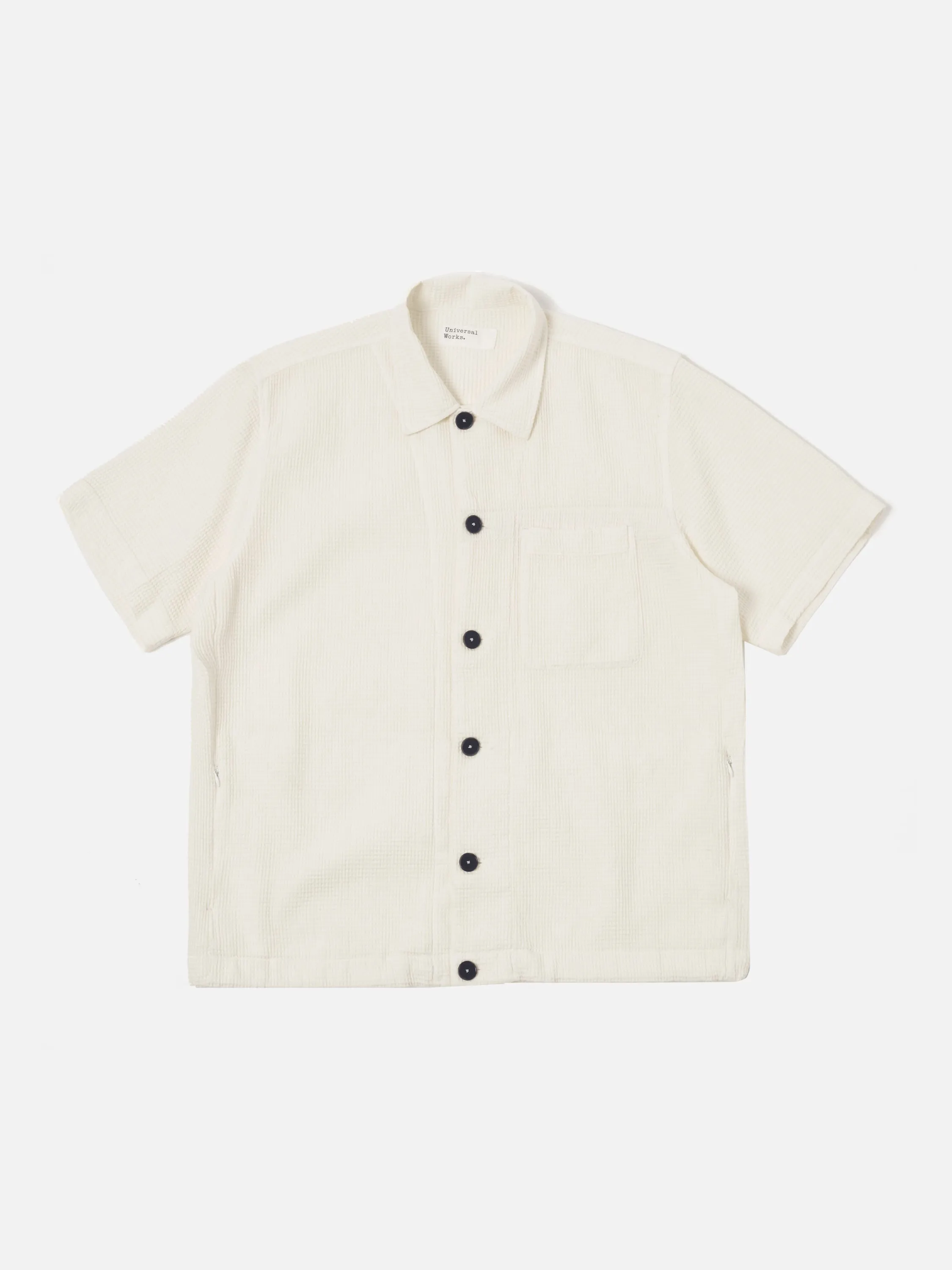 Universal Works Tech Overshirt in Ecru Japanese Waffle