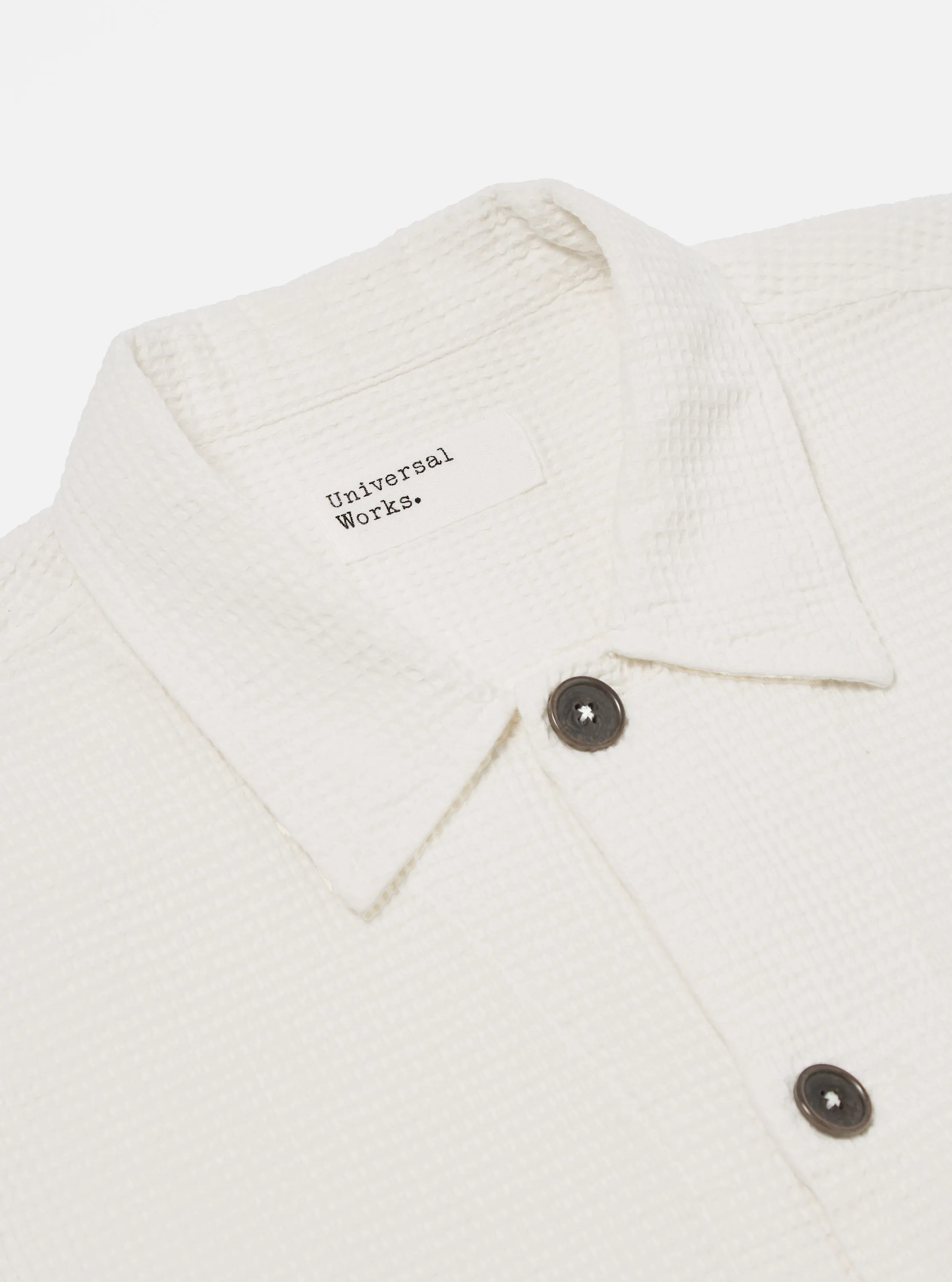 Universal Works Tech Overshirt in Ecru Japanese Waffle