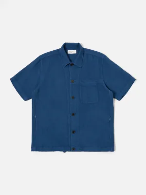 Universal Works Tech Overshirt in Navy Japanese Waffle