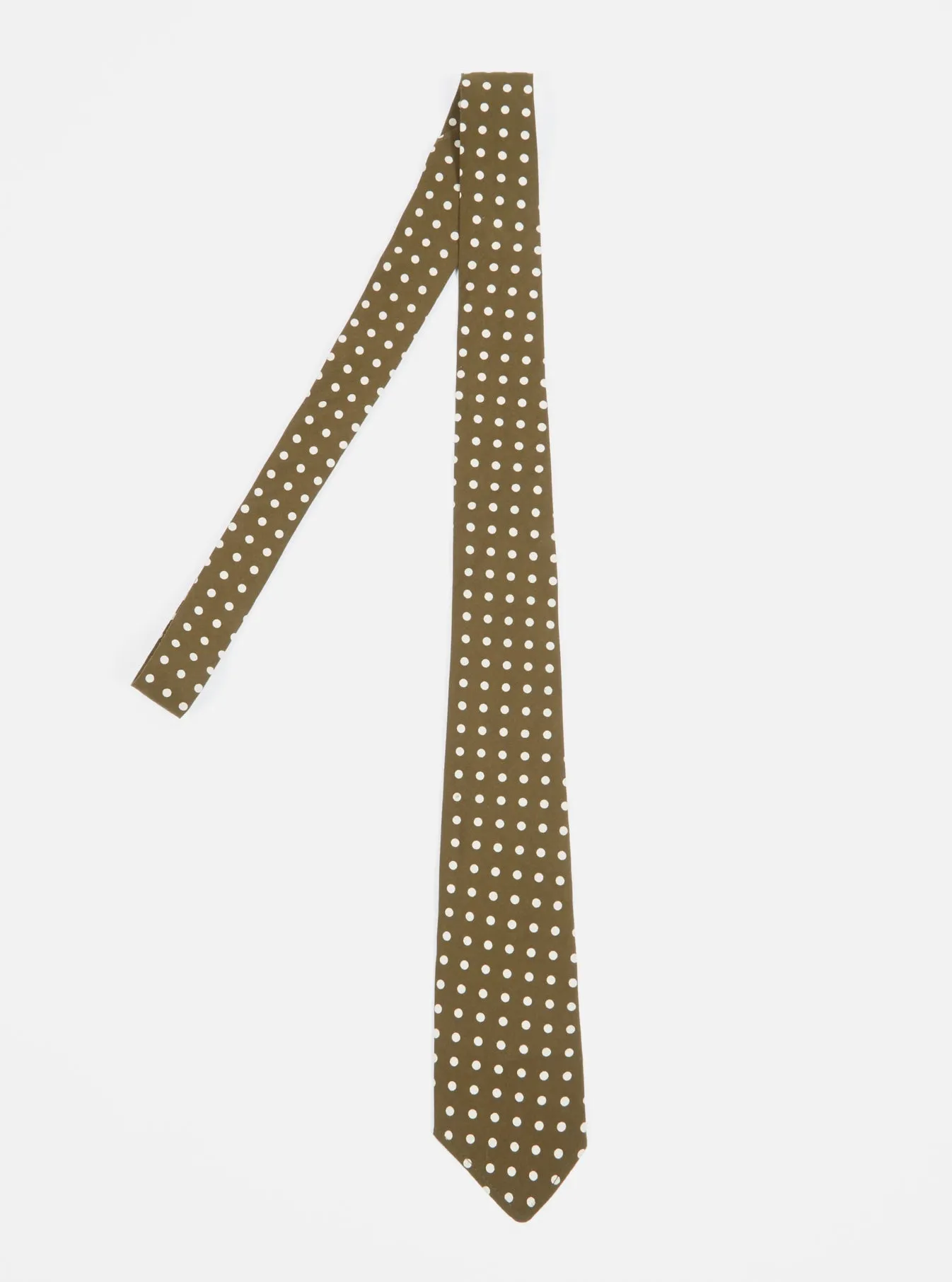 Universal Works Tie in Olive Dot Print