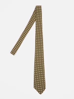 Universal Works Tie in Olive Dot Print