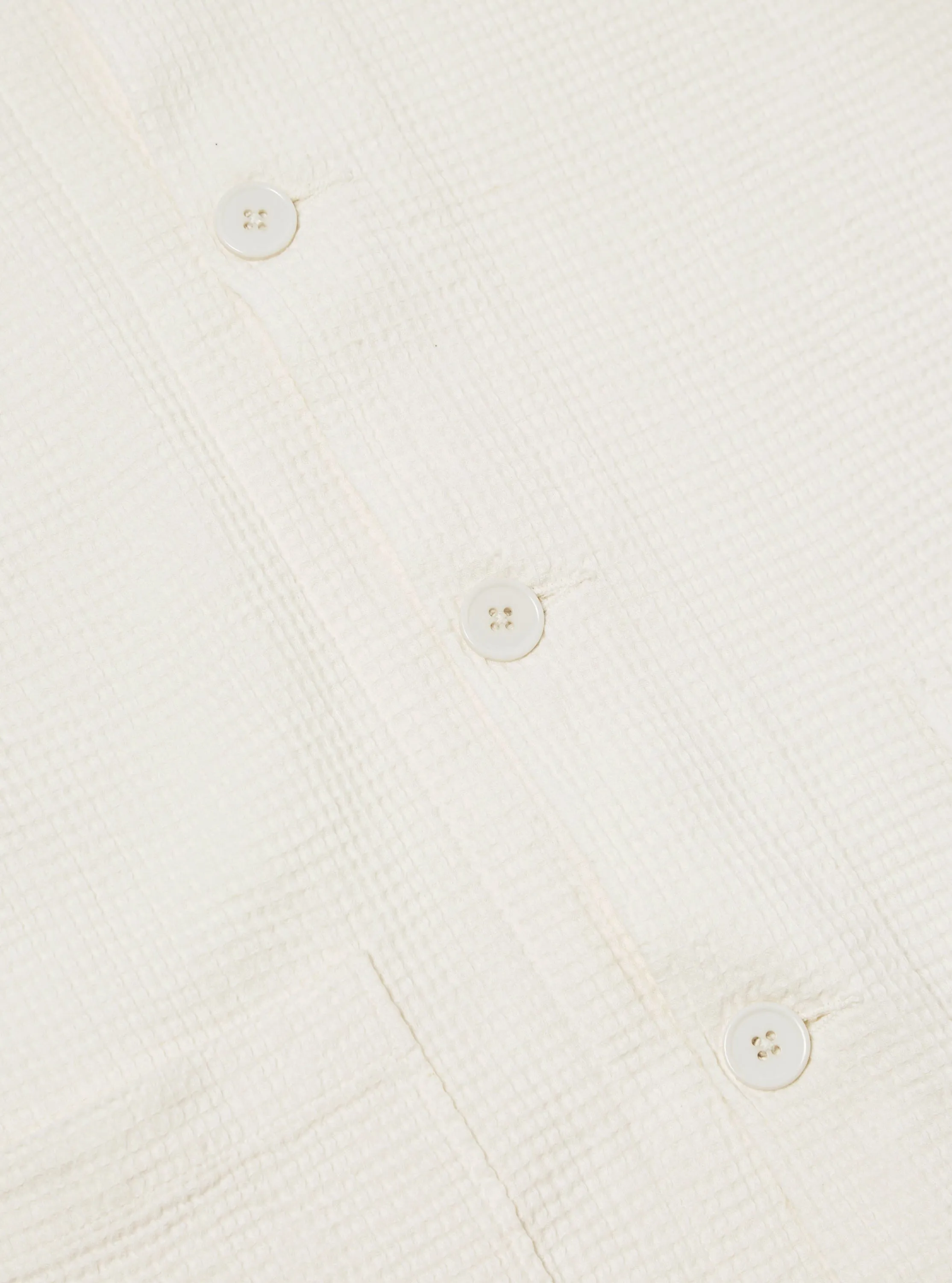 Universal Works Travail Overshirt in Ecru Japanese Waffle