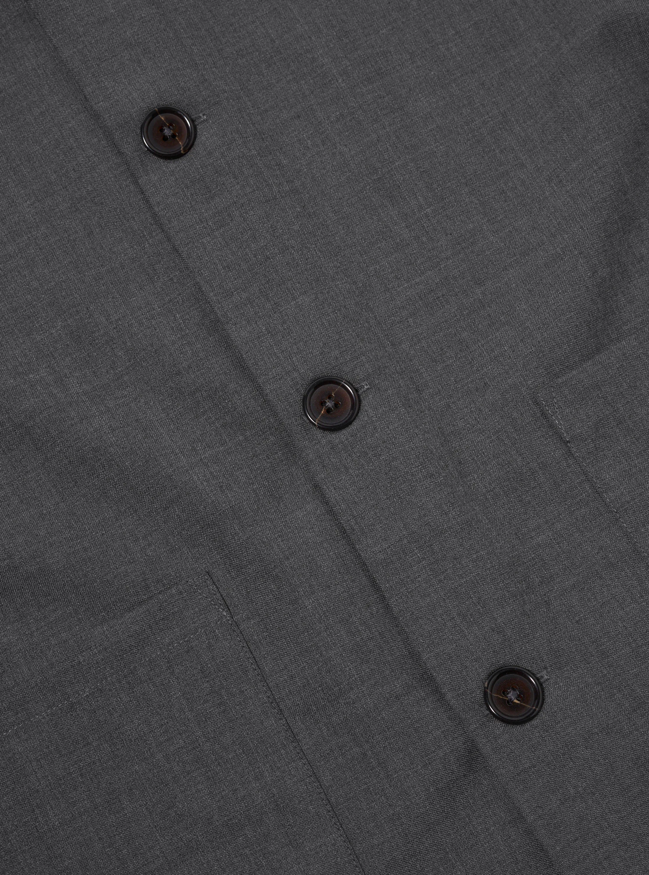 Universal Works Travail Overshirt in Grey Marl Tropical Suiting