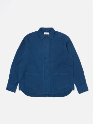 Universal Works Travail Overshirt in Navy Japanese Waffle