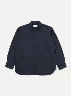 Universal Works Travail Overshirt in Navy Tropical Suiting