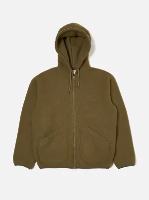 Universal Works Travel Hoodie in Lovat Wool Fleece