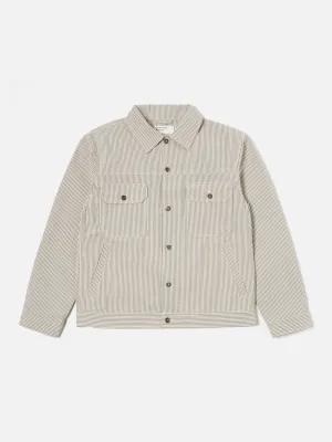 Universal Works Trucker Jacket in Grey Derby Stripe