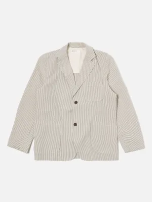 Universal Works Two Button Jacket in Grey Derby Stripe