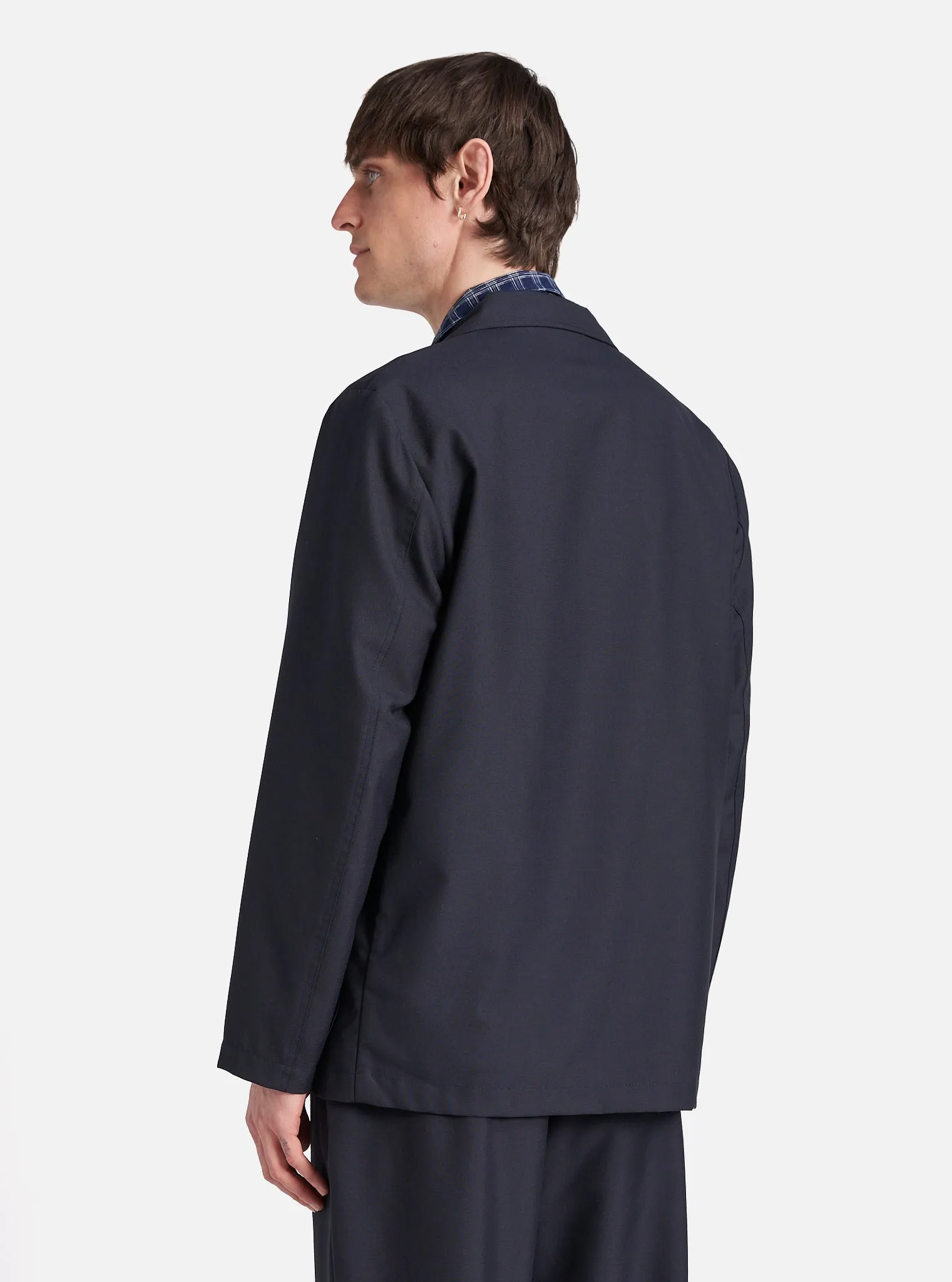 Universal Works Two Button Jacket in Navy Tropical Suiting