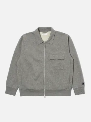 Universal Works Tyler Jacket in Grey Marl Recycled Cotton Blend Jersey