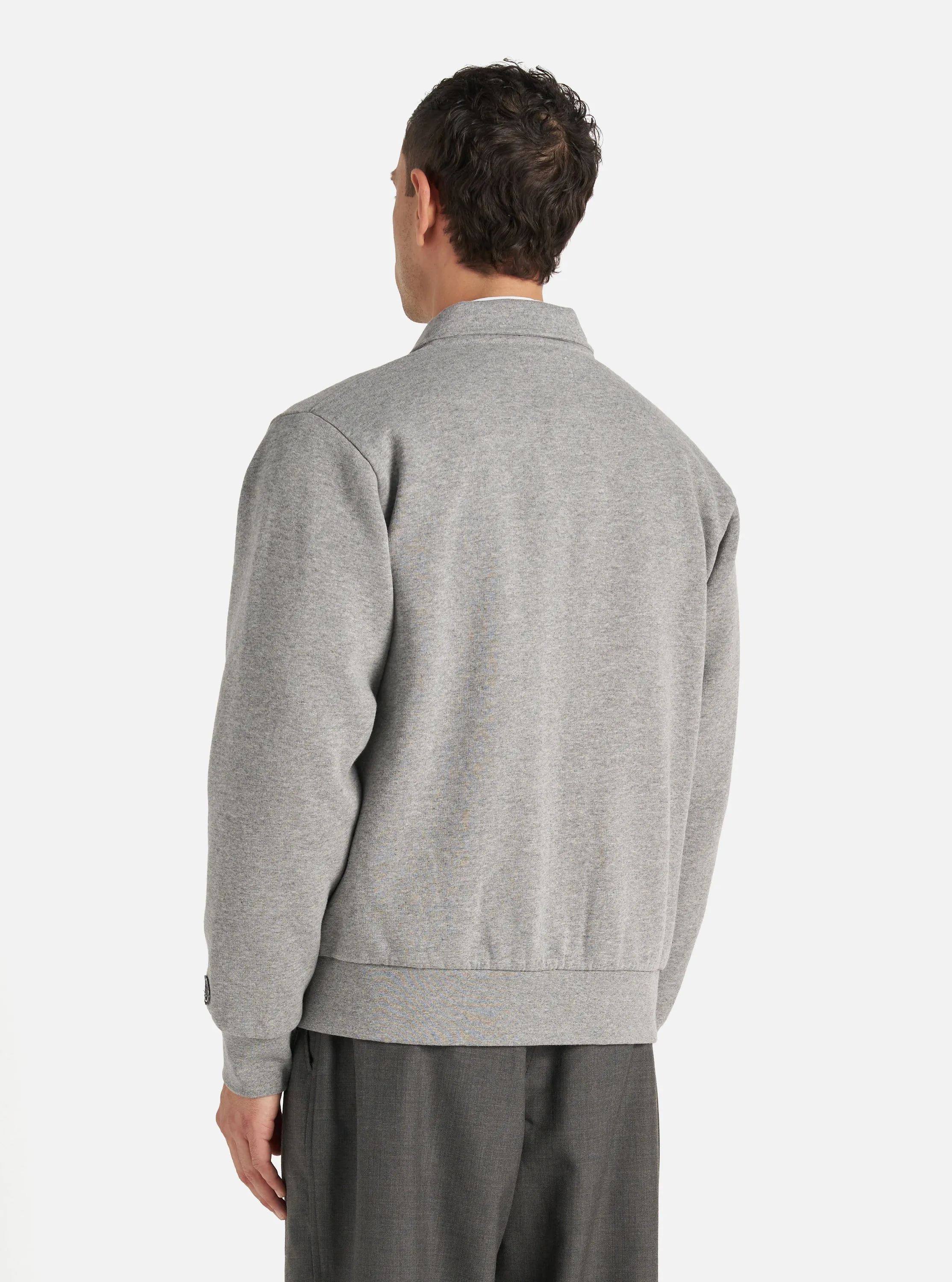 Universal Works Tyler Jacket in Grey Marl Recycled Cotton Blend Jersey
