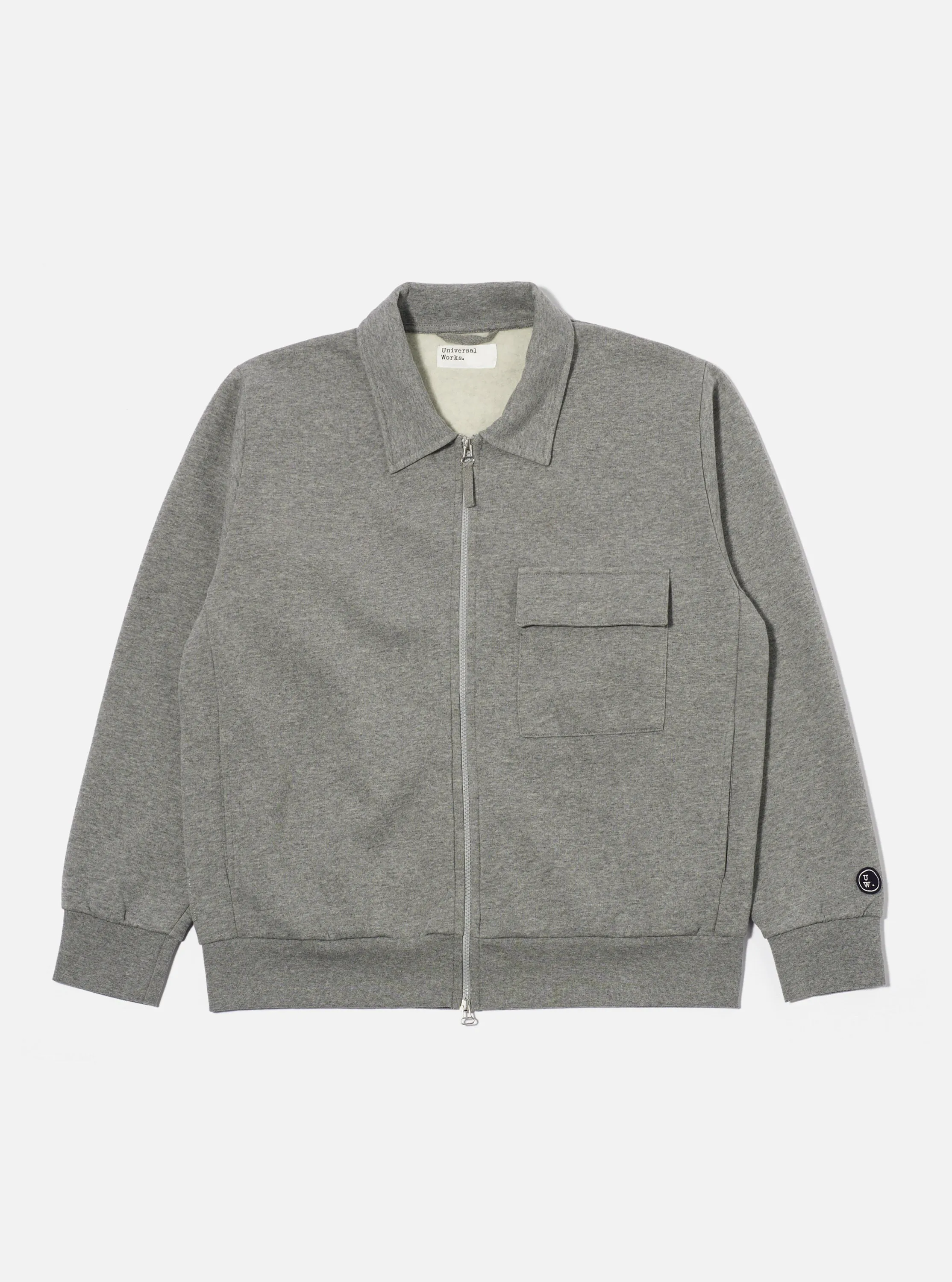 Universal Works Tyler Jacket in Grey Marl Recycled Cotton Blend Jersey