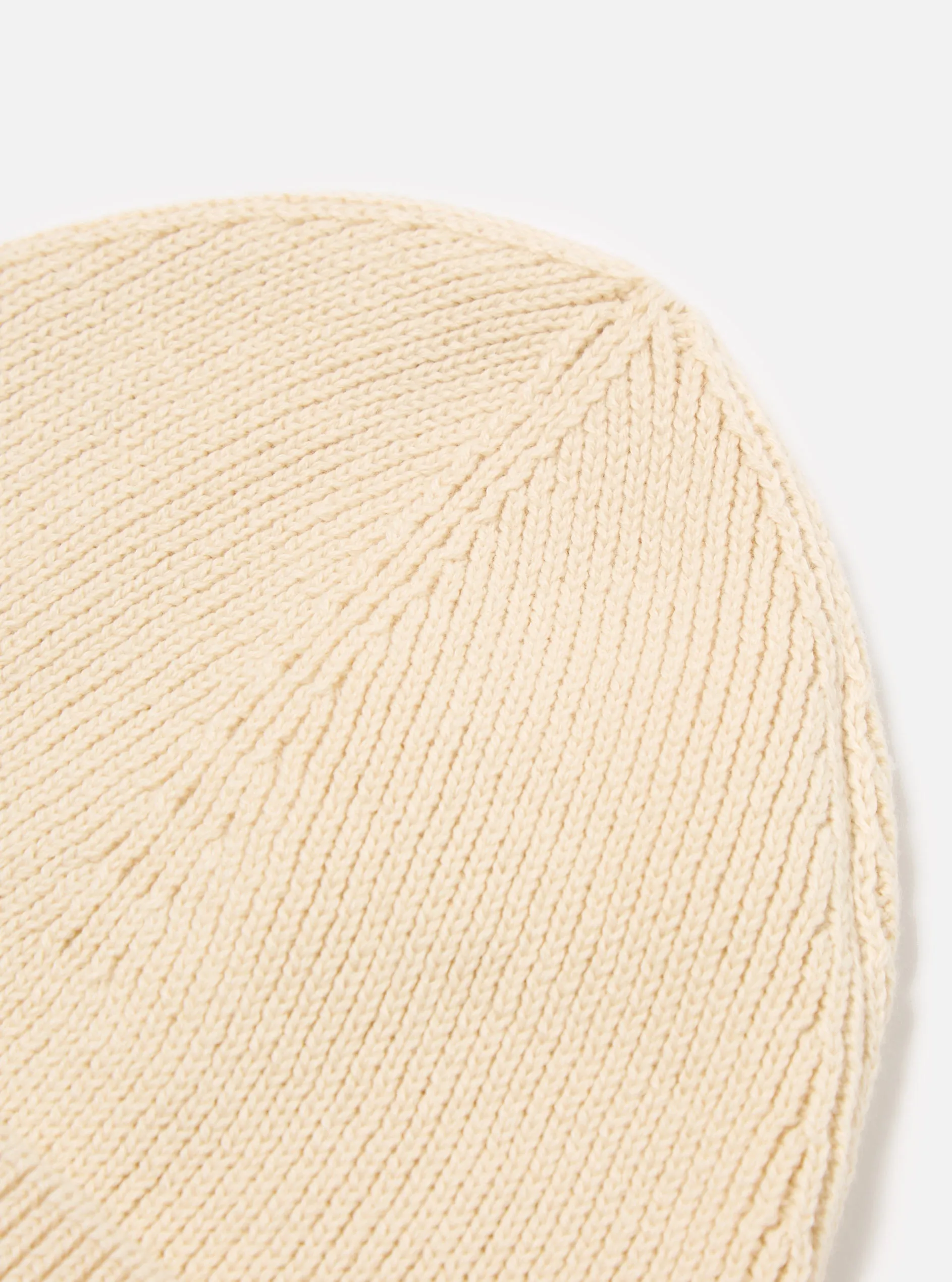Universal Works Watch Cap in Ecru Cotton Rib
