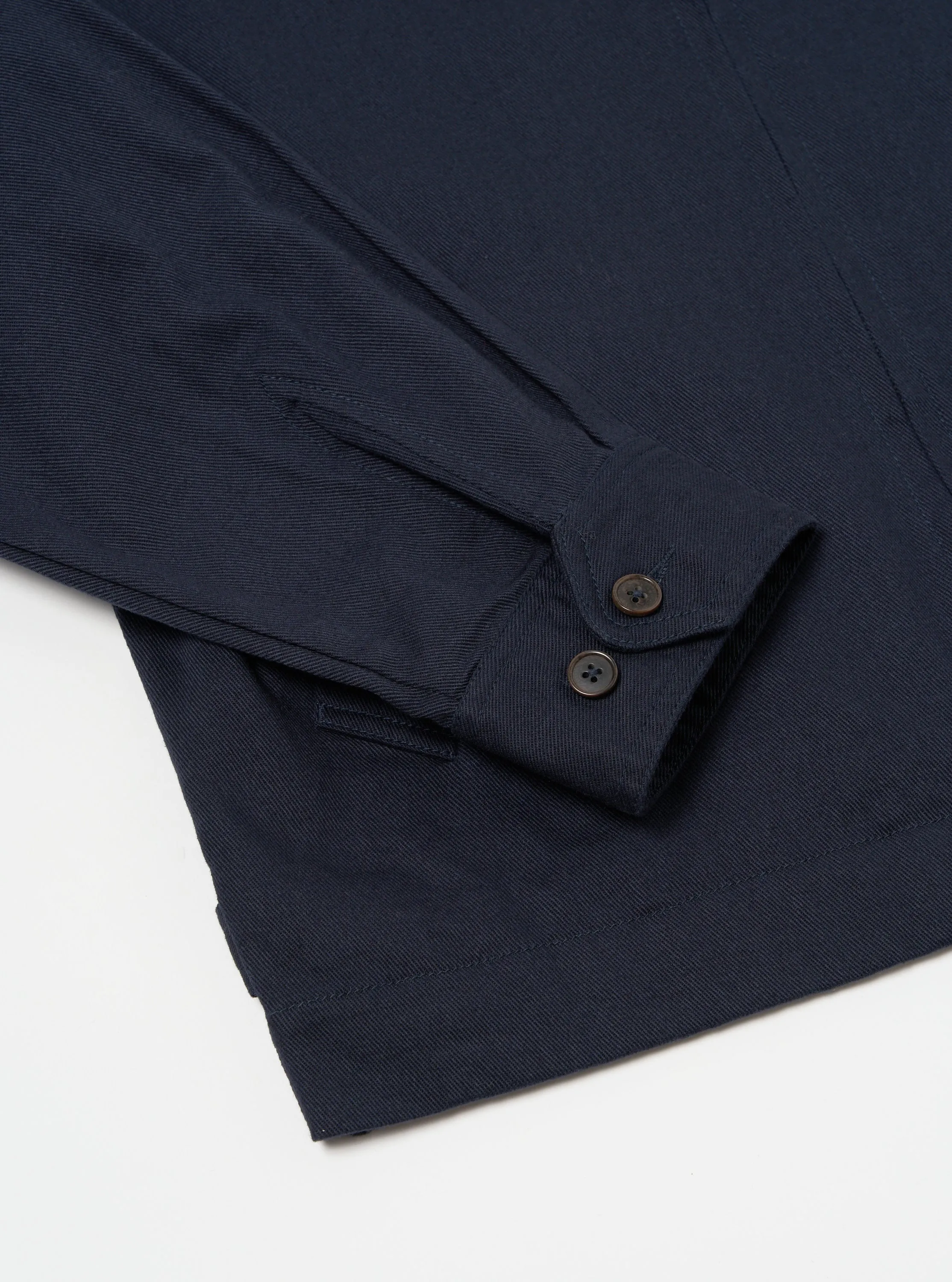Universal Works Windcheater in Navy Embroidered Works Twill