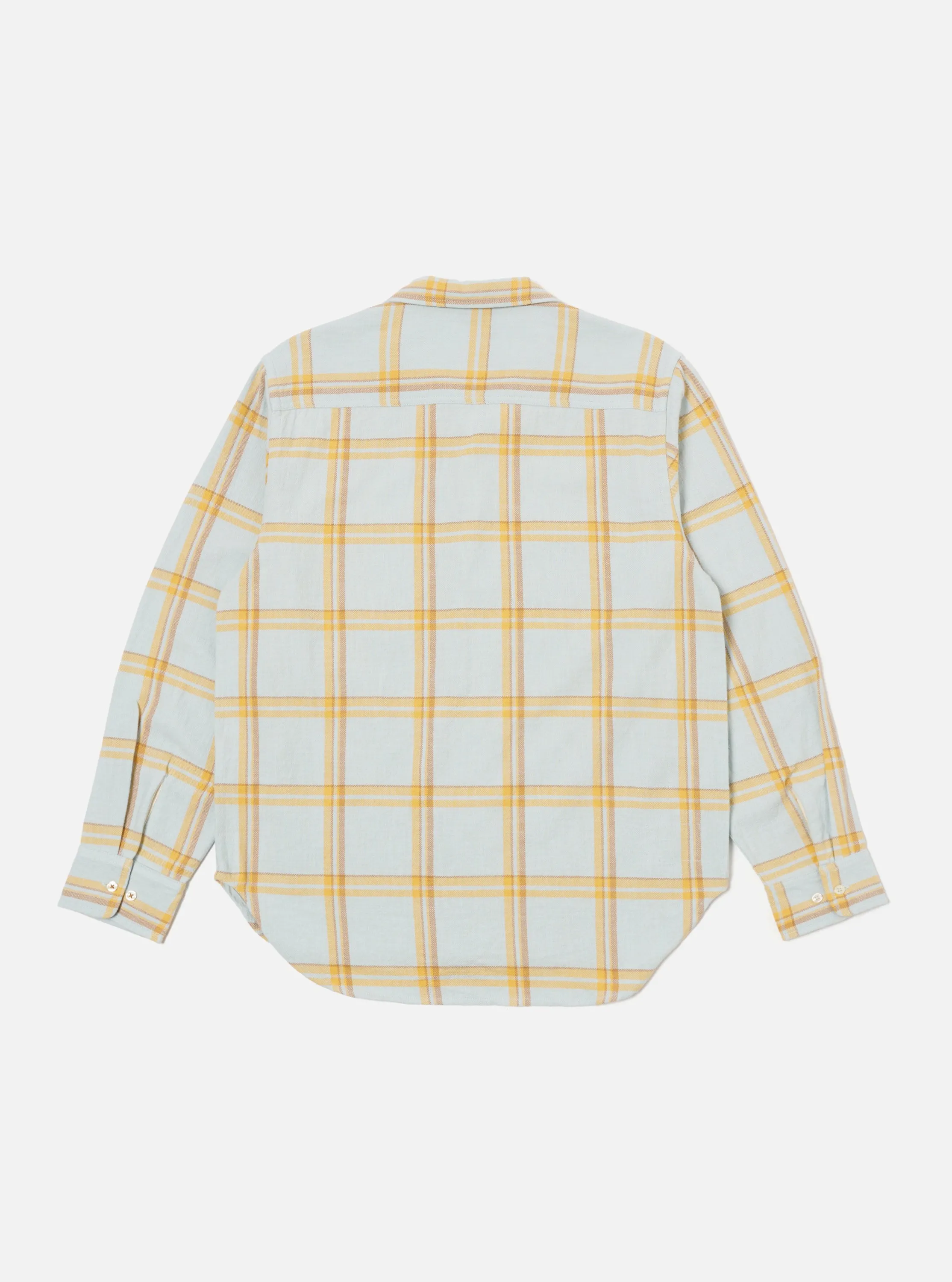 Universal Works Work Shirt in Blue Slub Twill Check