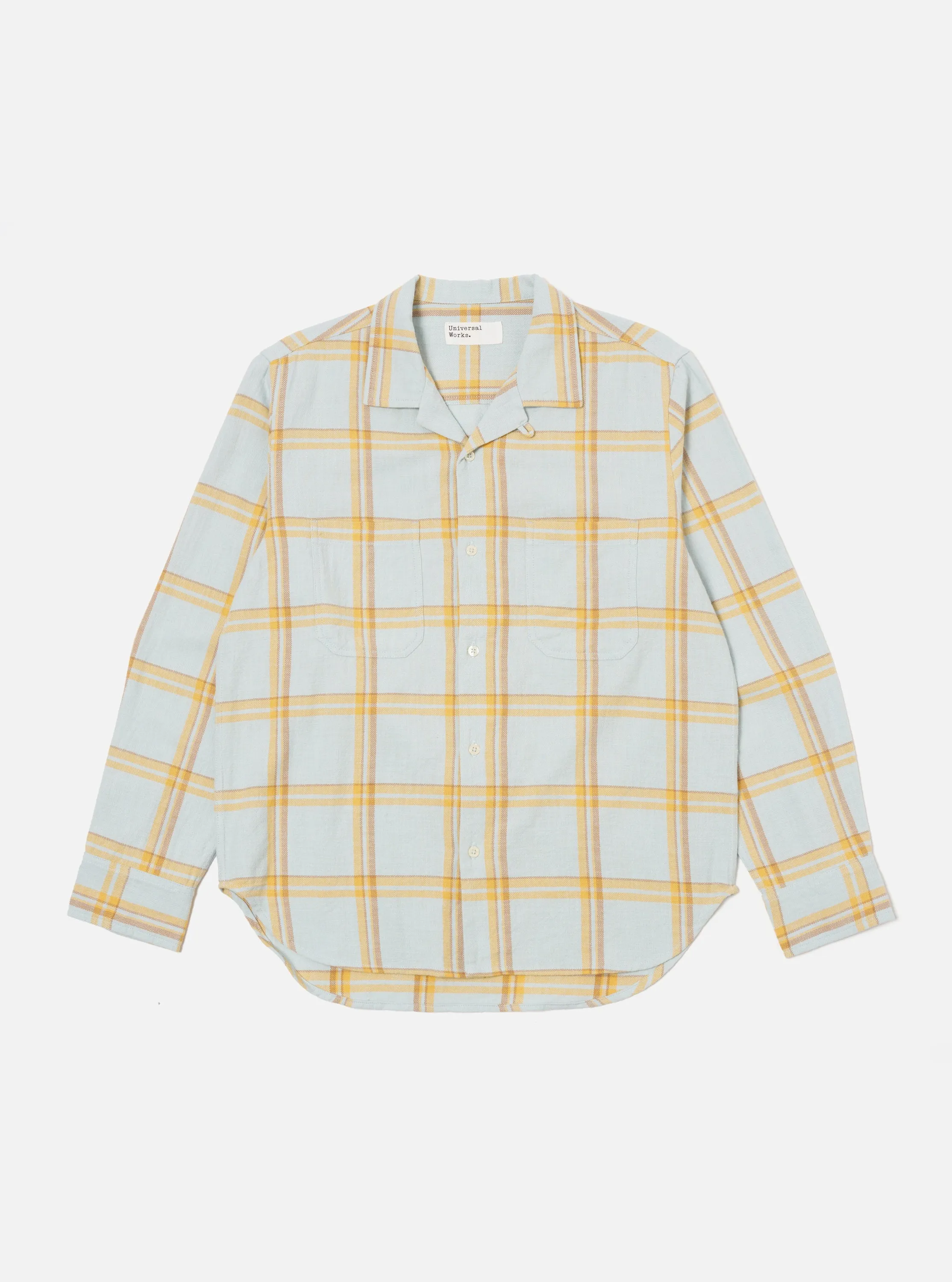 Universal Works Work Shirt in Blue Slub Twill Check