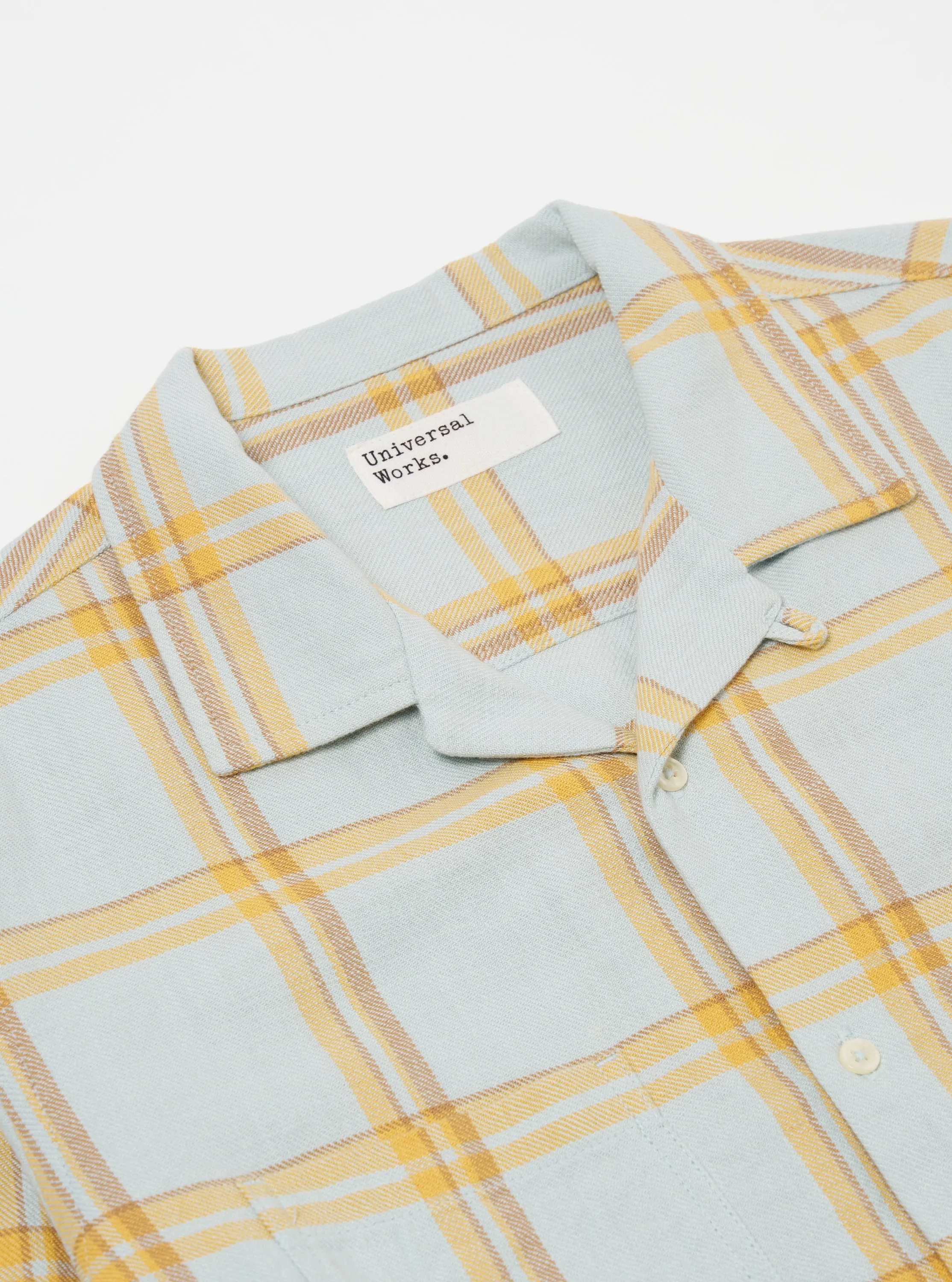 Universal Works Work Shirt in Blue Slub Twill Check