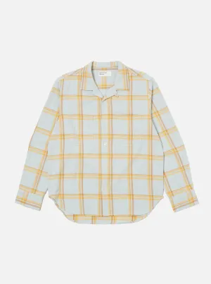 Universal Works Work Shirt in Blue Slub Twill Check