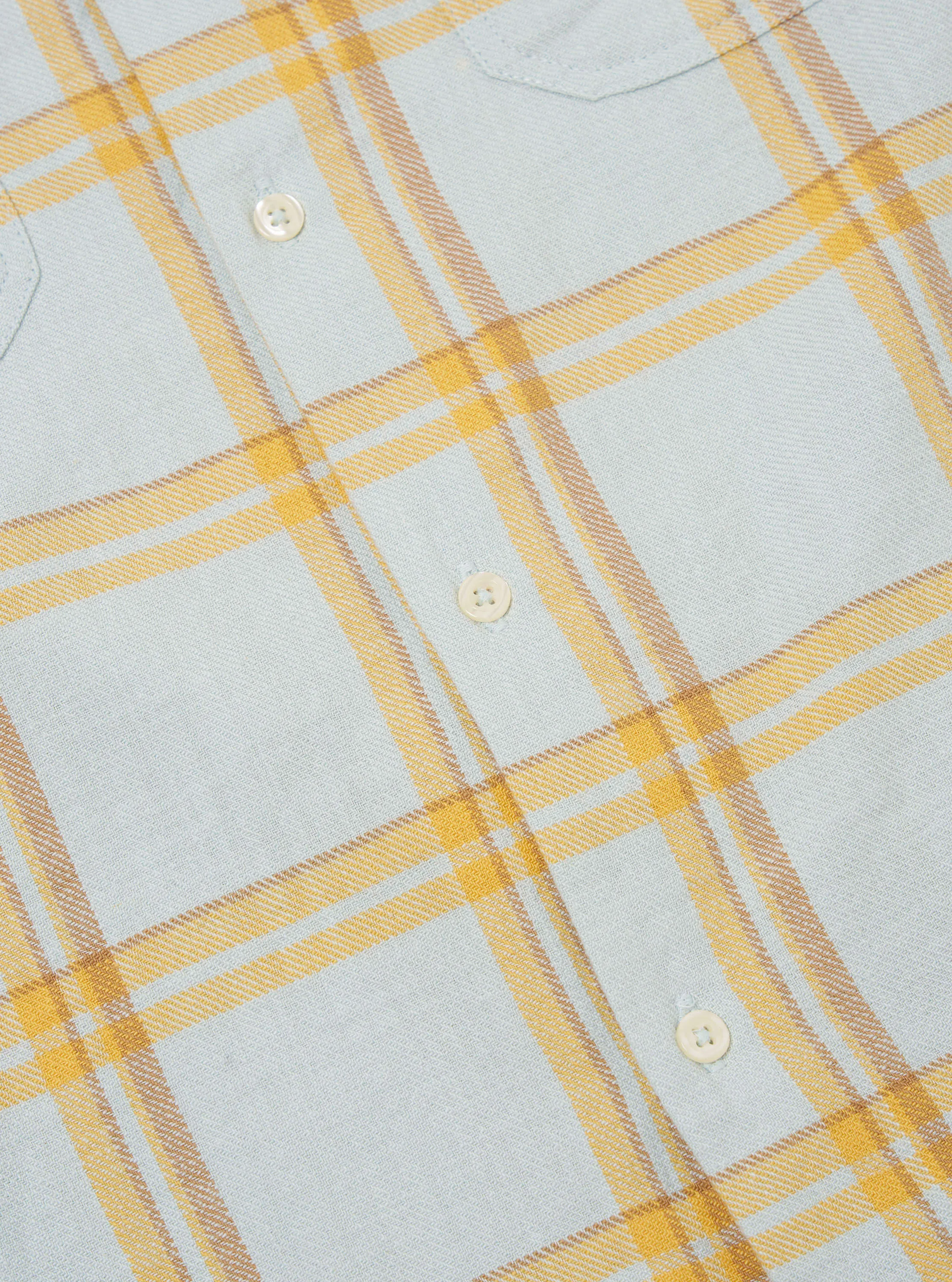 Universal Works Work Shirt in Blue Slub Twill Check