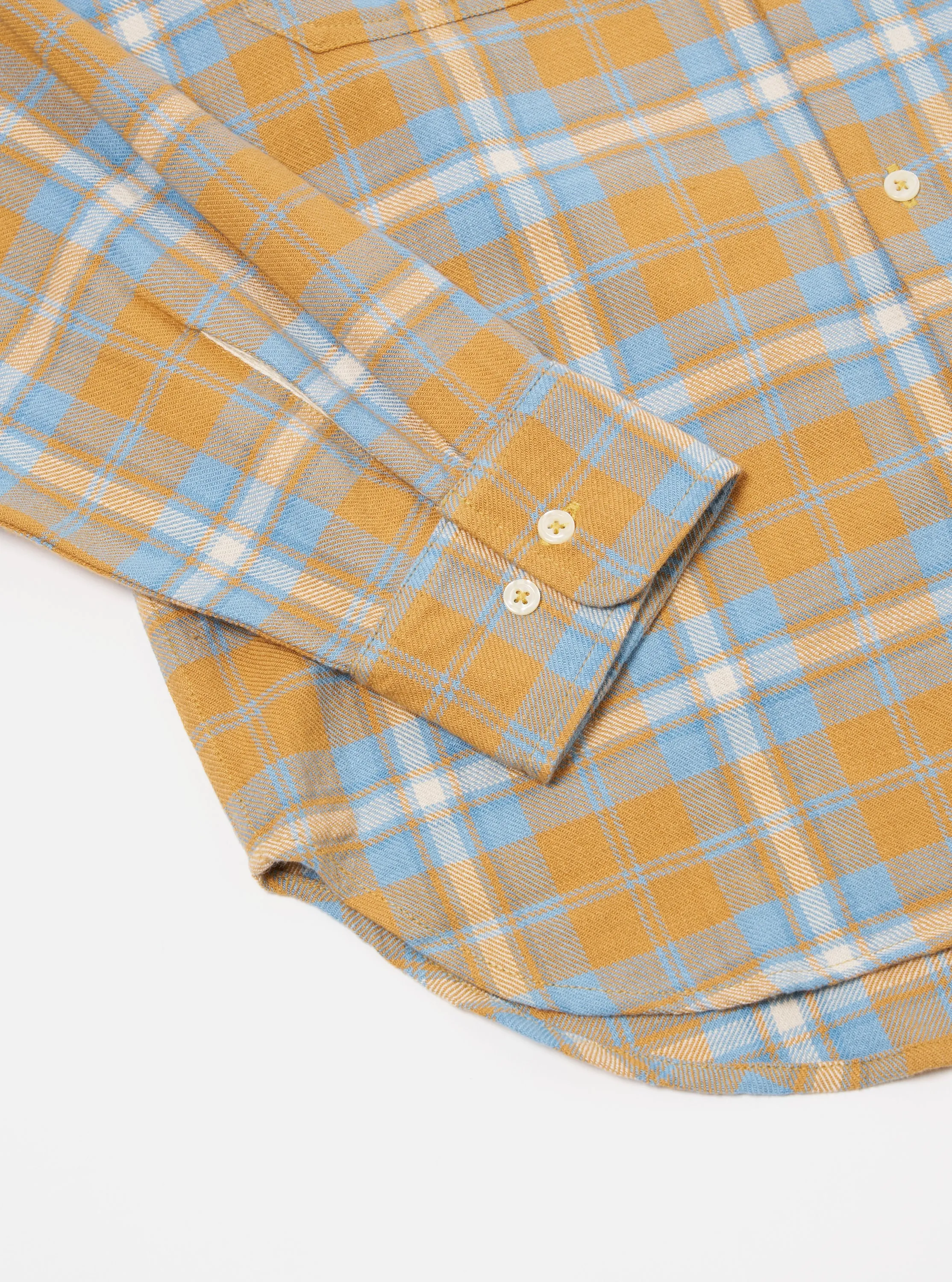 Universal Works Work Shirt in Gold Slub Twill Check