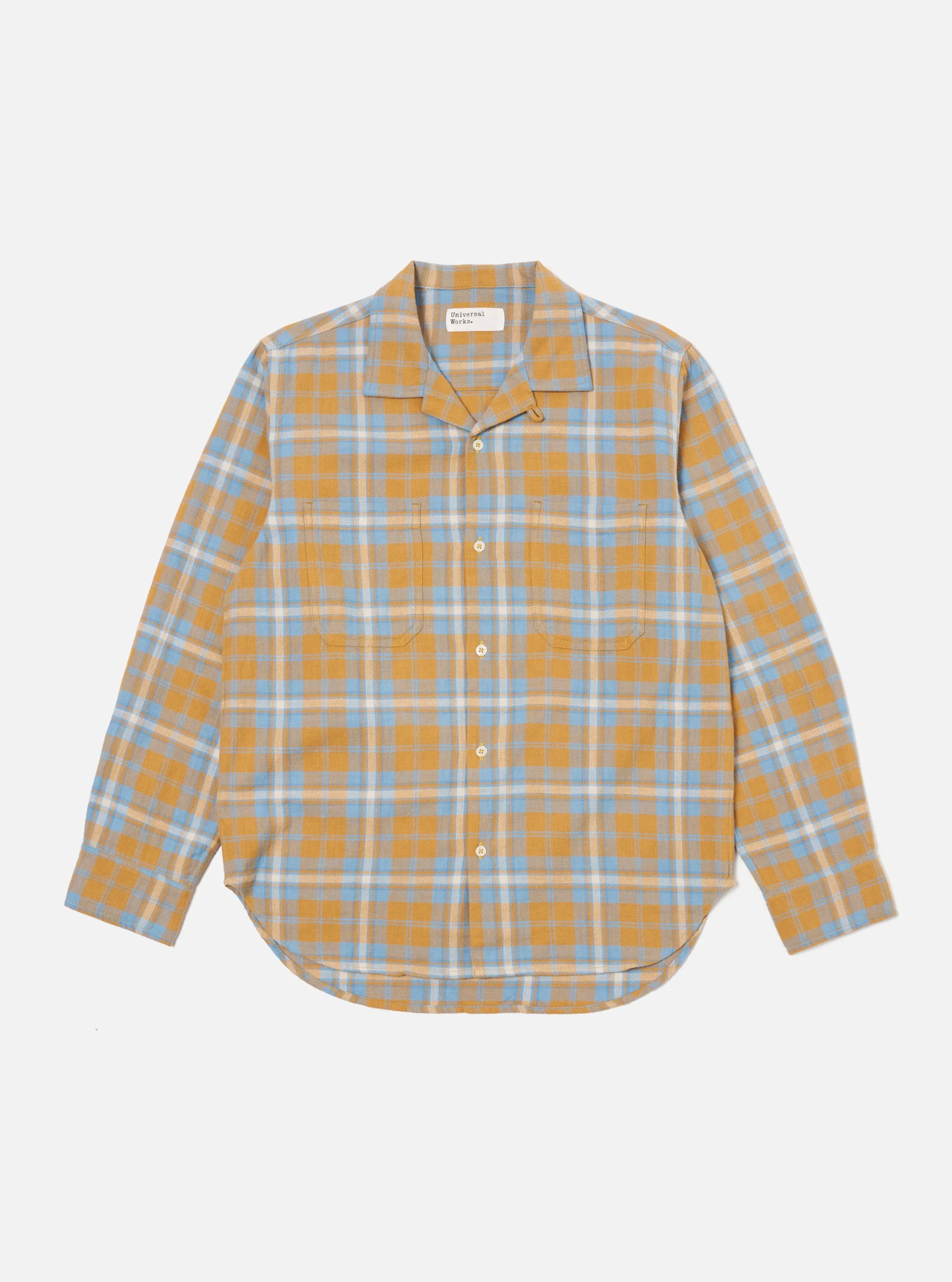 Universal Works Work Shirt in Gold Slub Twill Check