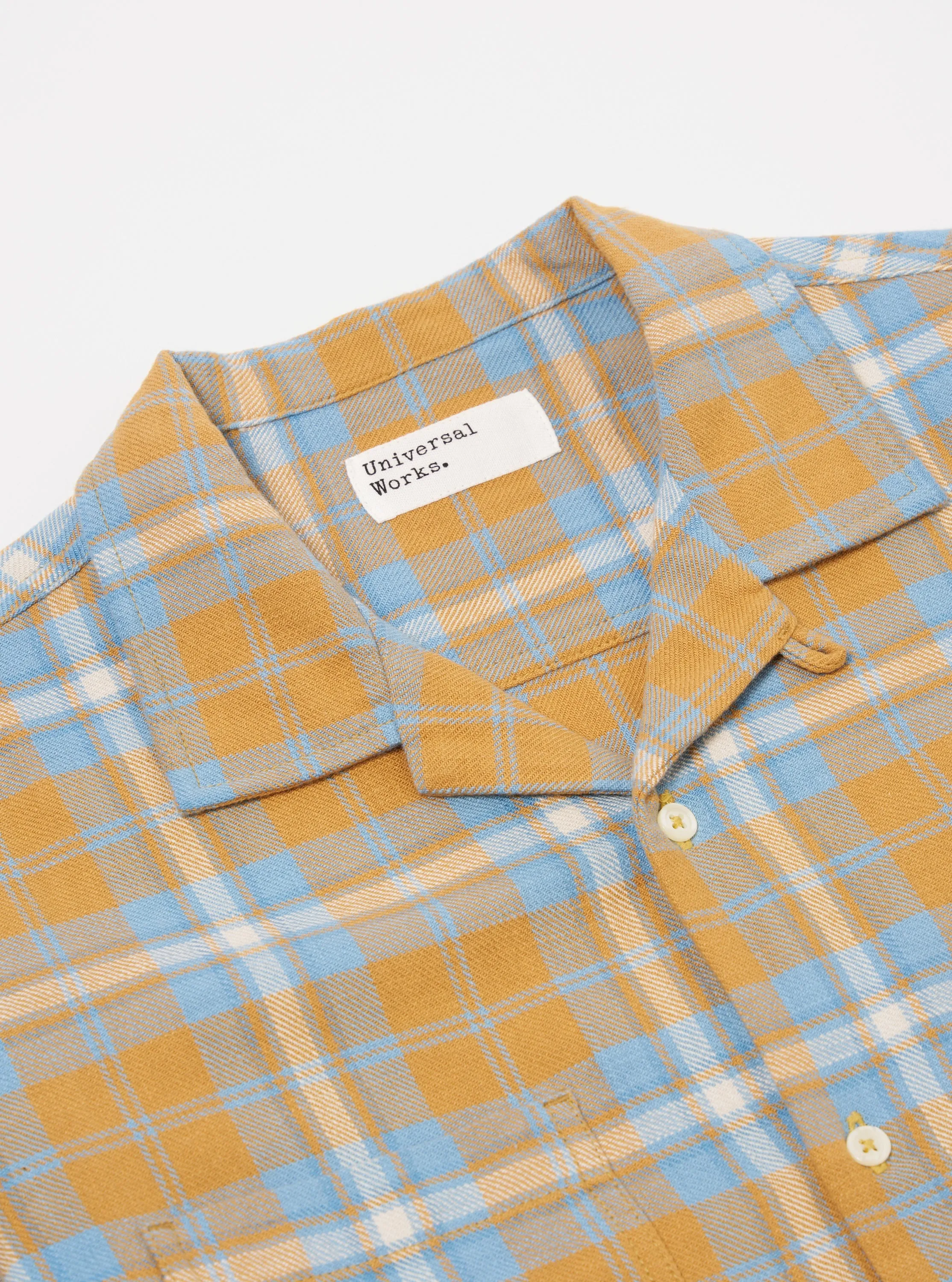 Universal Works Work Shirt in Gold Slub Twill Check