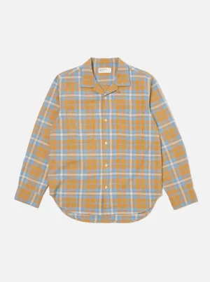 Universal Works Work Shirt in Gold Slub Twill Check