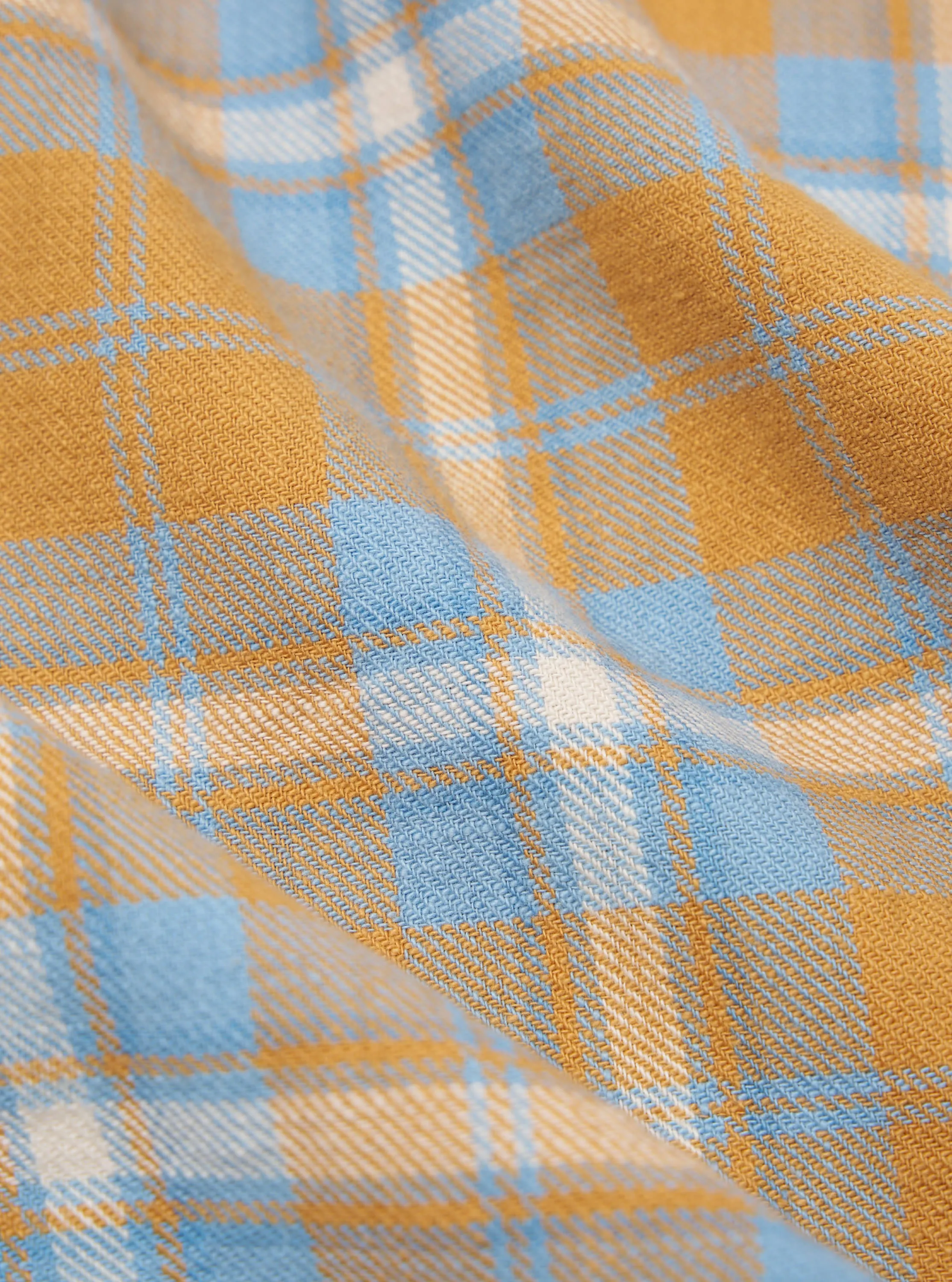 Universal Works Work Shirt in Gold Slub Twill Check