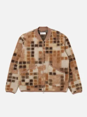 Universal Works Zip Bomber in Sand Mosaic Fleece