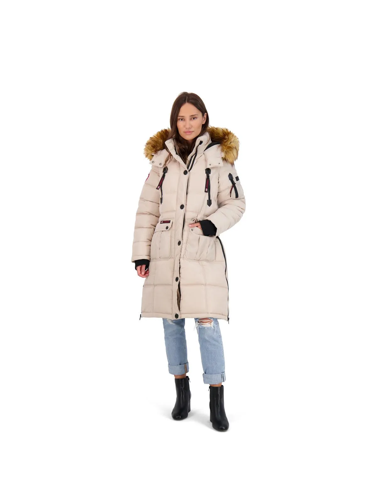 Womens Faux Fur Heavyweight Puffer Coat